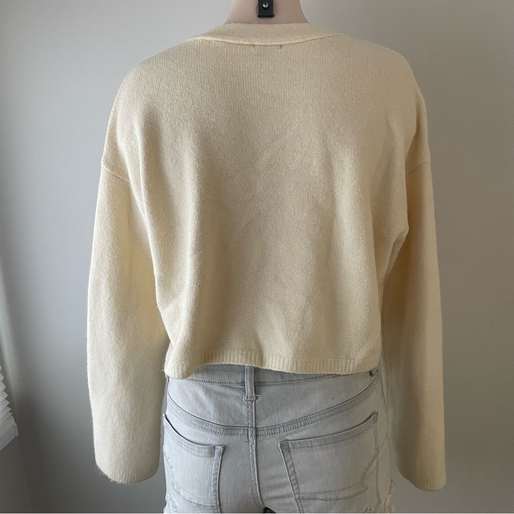 Dynamite Wide Sleeve Cropped Cardigan Sweater SOFT Cream Size XL - Picture 2 of 7